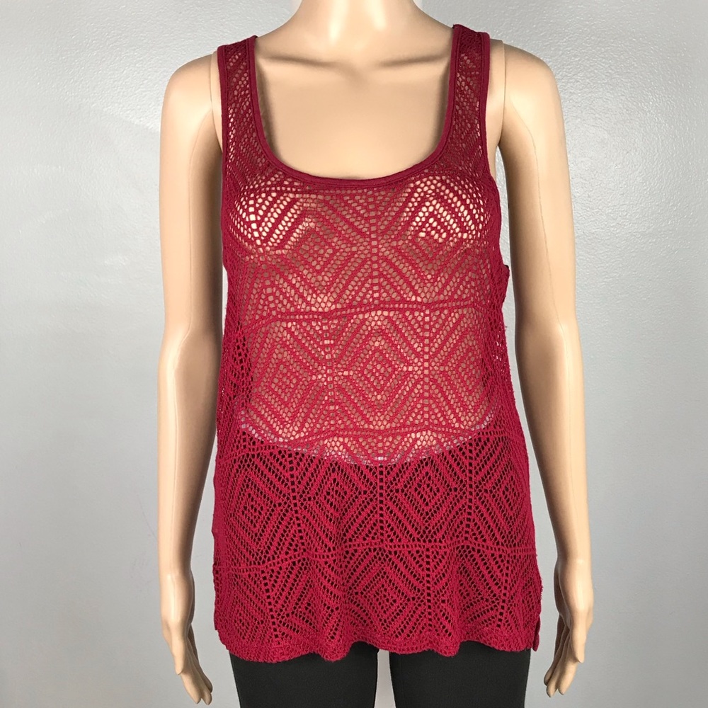 FOREVER 21 Small NWT Berry Crochet Knit Tank Top